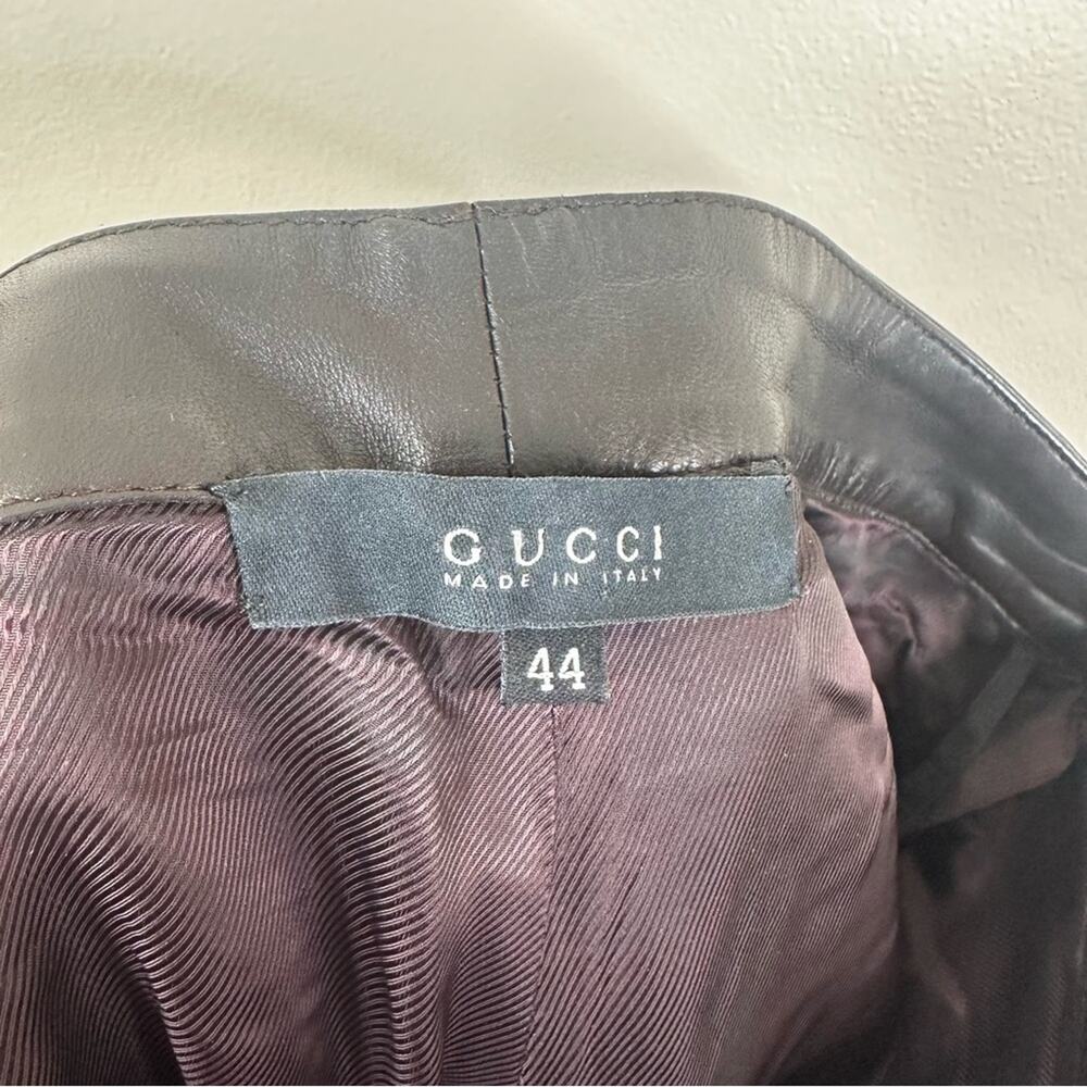 GUCCI Vintage Leather Pants Womens 44/ US 8 Dark Brown Straight Leg - Picture 8 of 11